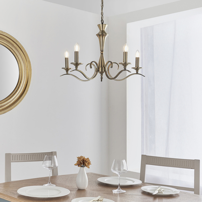Belvale 5lt pendant Pendant light Antique brass plate