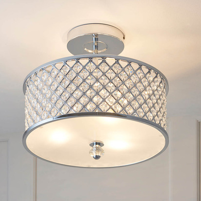 Beechwood 3lt semi flush Flush light Chrome plate & clear crystal