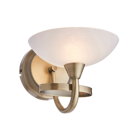 Leyton Wall Wall light Antique brass plate & white glass