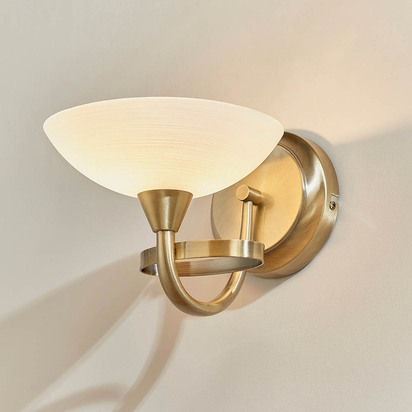 Leyton Wall Wall light Antique brass plate & white glass