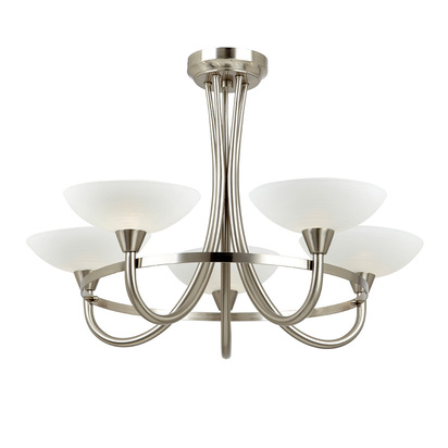 Leyton 5lt semi flush Semi flush light Satin chrome plate & white glass