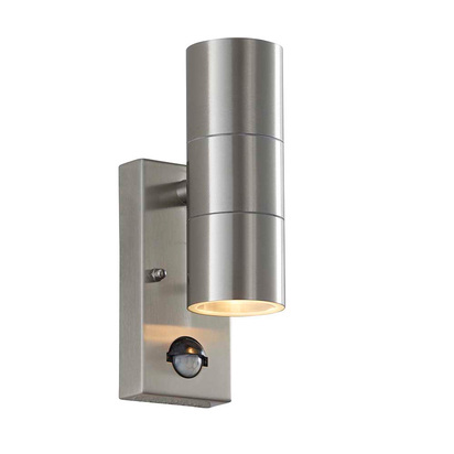 Morley 2lt PIR wall Wall light Polished stainless steel & clear glass