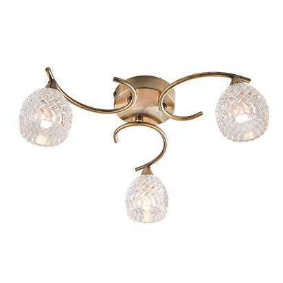 Hampstead 3lt semi flush Semi flush light Antique brass plate & clear glass