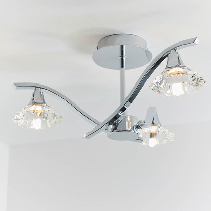 Blythewell 3lt semi flush Semi flush light Chrome plate & clear crystal