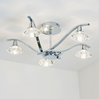 Blythewell 5lt semi flush Semi flush light Chrome plate & clear crystal