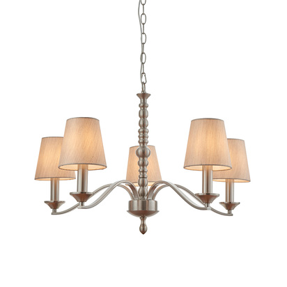 Brookfield 5lt pendant Pendant light Satin nickel plate & natural fabric