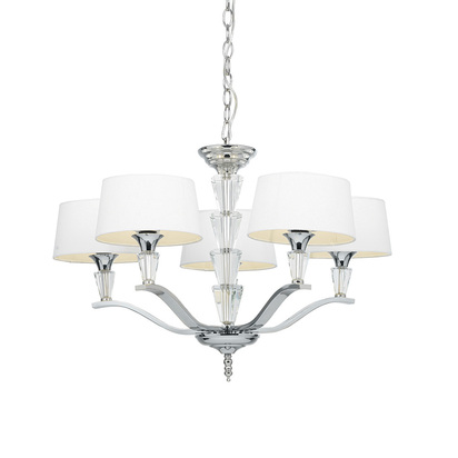 Ashbury 5lt pendant Pendant light Chrome plate & vintage white fabric