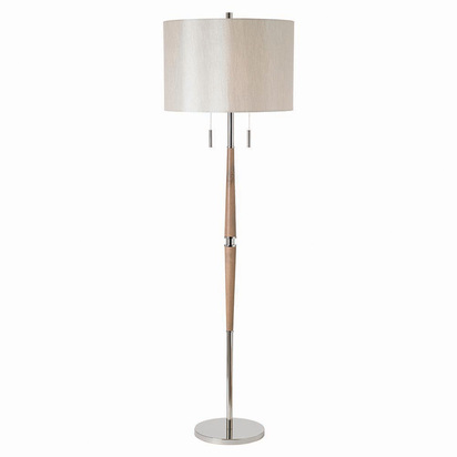 Barley 2lt floor Floor light Natural wood & oatmeal fabric