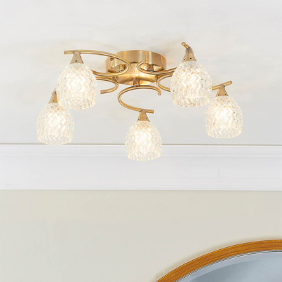 Hampstead 5lt semi flush Semi flush light Antique brass plate & clear glass