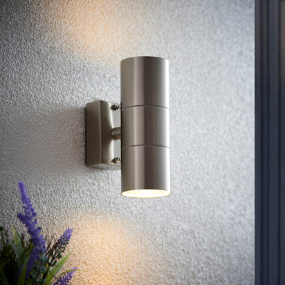 Morley 2lt wall Wall light Polished stainless steel & clear glass