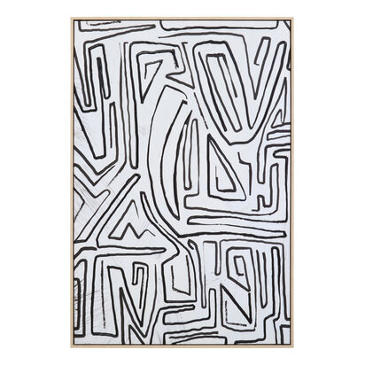 Astratto Abstract Black and Cream Textured Wall Art