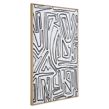 Astratto Abstract Black and Cream Textured Wall Art