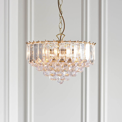 Amberheath 3lt pendant Pendant light Brass plate & clear acrylic