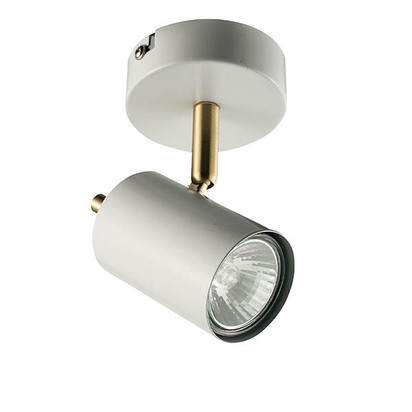 Alderwood Single spotlight Spot light Matt white paint & satin brass plate