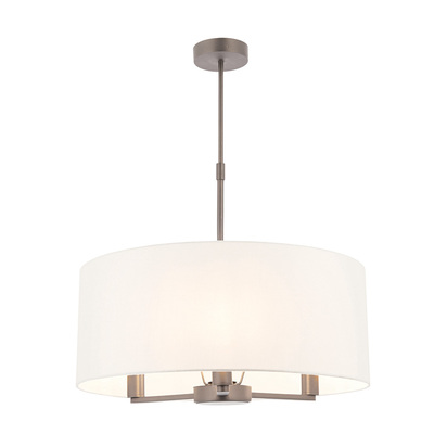 Windsor 3lt pendant Pendant light Matt nickel plate & vintage white fabric
