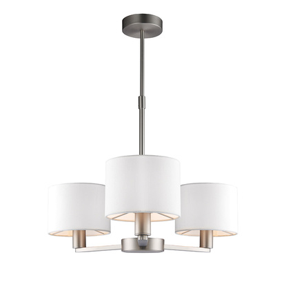 Windsor 3lt pendant Pendant light Matt nickel plate & vintage white fabric