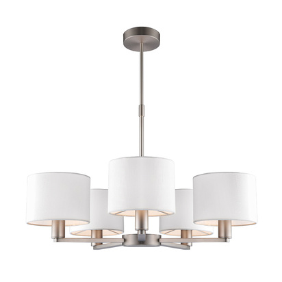 Windsor 5lt pendant Pendant light Matt nickel plate & vintage white fabric