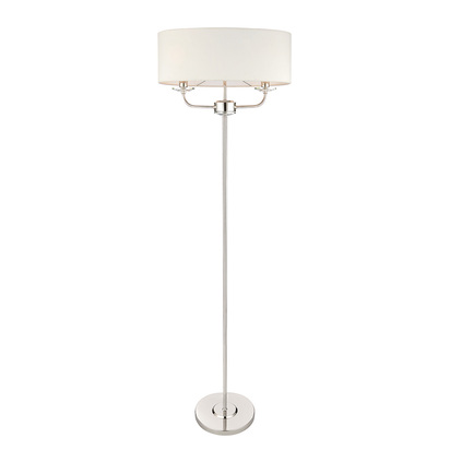 Brentmont 2lt floor Floor light Bright nickel plate & vintage white fabric