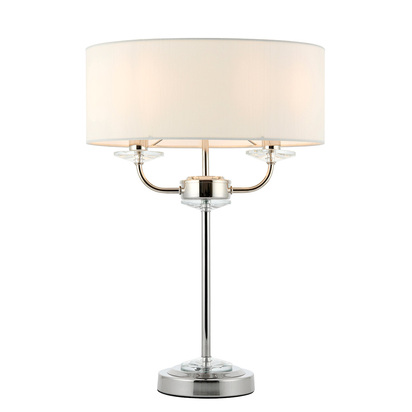 Brentmont 2lt table Table light Bright nickel plate & vintage white fabric