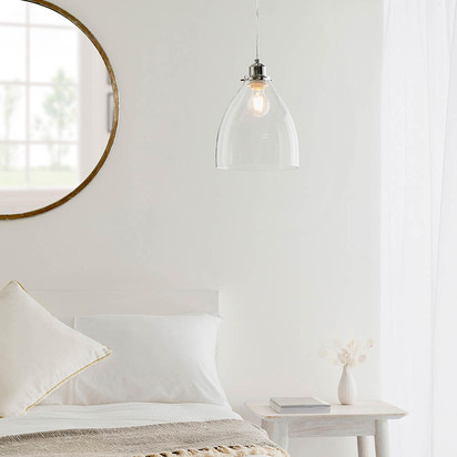 Aftonworth Pendant shade Pendant easyfit light Clear glass & chrome plate