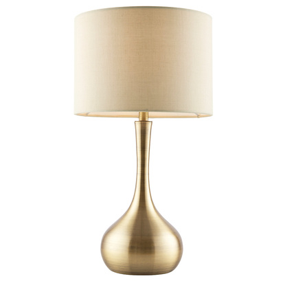 Piccadilly Touch table Table light Soft brass plate & taupe fabric