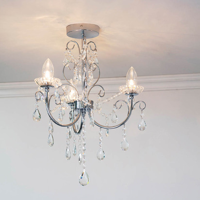 Caldale 3lt semi flush Semi flush light Chrome plate & clear crystal