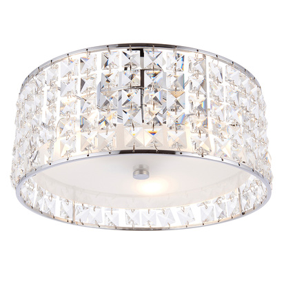 Devonshire 3lt flush Flush light Clear crystal, frosted glass & chrome plate