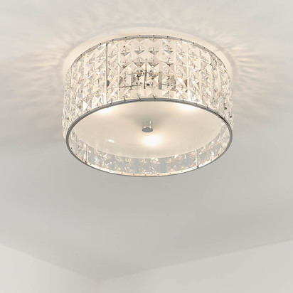 Devonshire 3lt flush Flush light Clear crystal, frosted glass & chrome plate