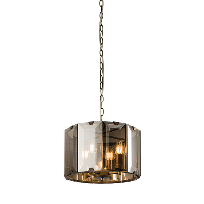 Sycamore 4lt pendant Pendant light Slate grey & smoked cut glass