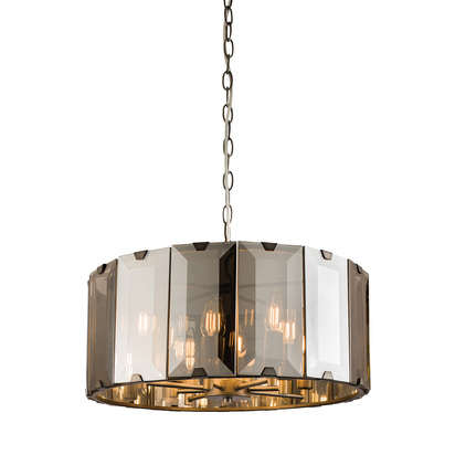 Sycamore 8lt pendant Pendant light Slate grey & smoked cut glass