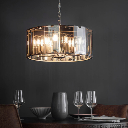 Sycamore 8lt pendant Pendant light Slate grey & smoked cut glass