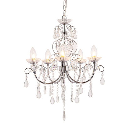 Caldale 5lt pendant Pendant light Chrome plate & clear crystal