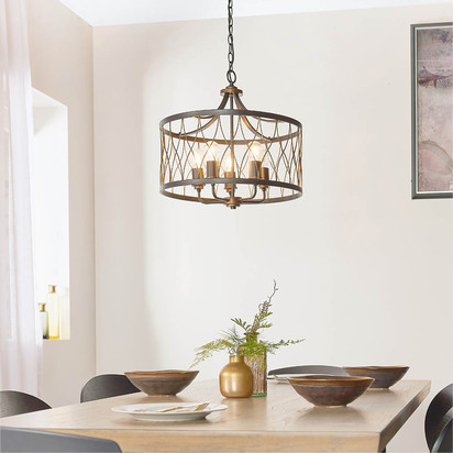 Avongate 5lt pendant Pendant light Matt black & rustic bronze paint