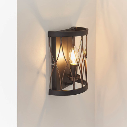 Avongate Wall Wall light Matt black & rustic bronze paint