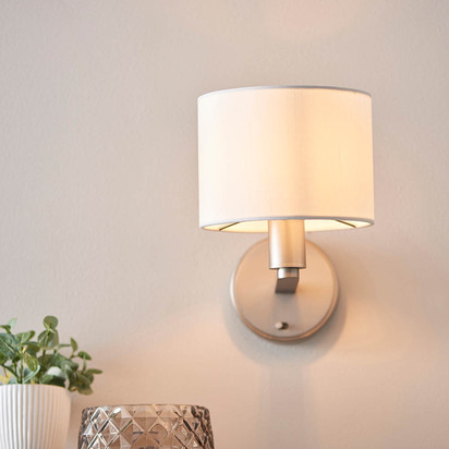 Windsor Wall Wall light Matt nickel plate & vintage white fabric