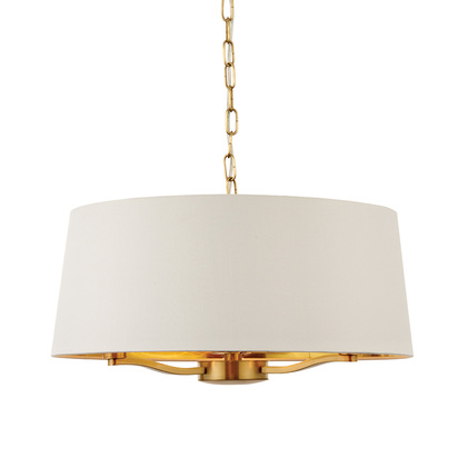 Avonbrook 3lt pendant Pendant light Brushed satin gold finish & vintage white fabric