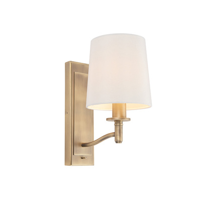 Briarcombe Wall Wall light Matt antique brass plate & vintage white fabric