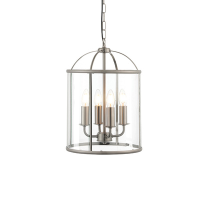 Blytheton 4lt pendant Pendant light Satin nickel plate & clear glass