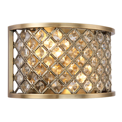 Beechwood 2lt wall Wall light Antique brass plate & clear crystal