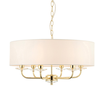 Brentmont 6lt pendant Pendant light Brass plate & vintage white fabric