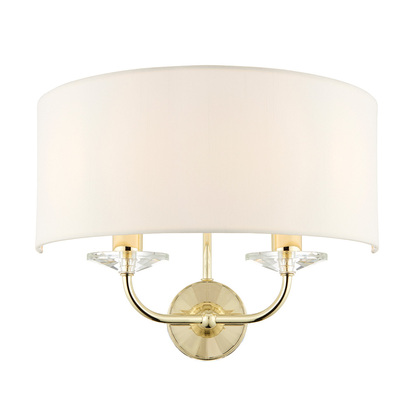 Brentmont 2lt wall Wall light Brass plate & vintage white fabric
