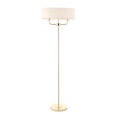 Brentmont 2lt floor Floor light Brass plate & vintage white fabric