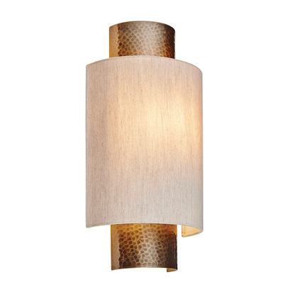 Beechstead Wall Wall light Hammered bronze plate & natural linen mix fabric