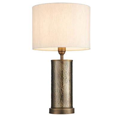 Beechstead Table Table light Hammered bronze plate & natural linen mix fabric