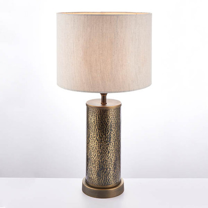 Beechstead Table Table light Hammered bronze plate & natural linen mix fabric