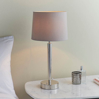 Calcroft Table USB Table light Bright nickel plate & mink fabric