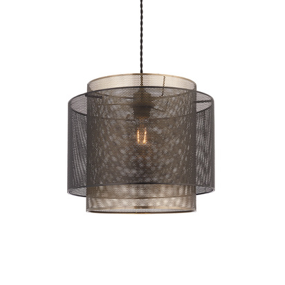 Brimmere Pendant shade Pendant easyfit light Matt black & antique brass plate