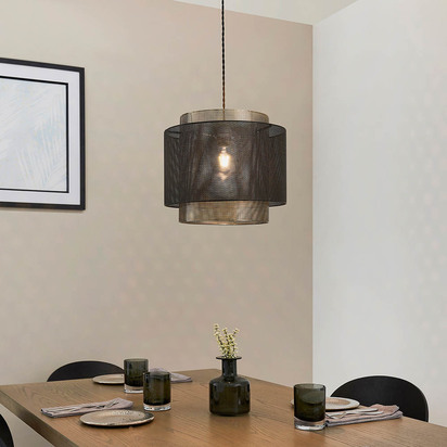 Brimmere Pendant shade Pendant easyfit light Matt black & antique brass plate