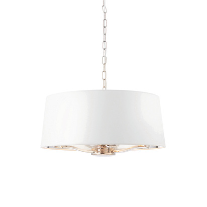 Avonbrook 3lt pendant Pendant light Bright nickel plate & vintage white fabric