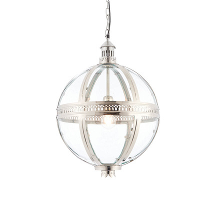Carleigh 410mm pendant Pendant light Bright nickel plated brass & clear glass